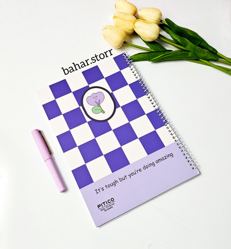 دفتر شطرنجی جلد مقوایی پیتیکو ۶۰ برگ بنفش پررنگ