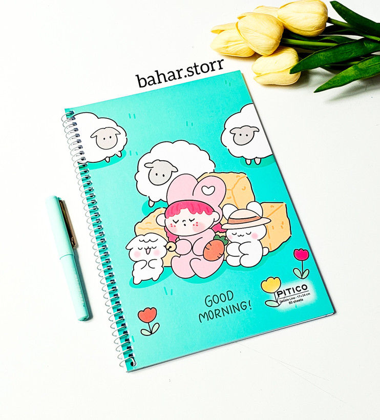 دفتر زبان جلد مقوایی پیتیکو ۶۰ برگ دختر ابی