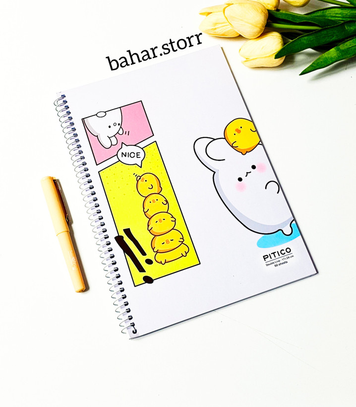 دفتر زبان جلد مقوایی پیتیکو ۶۰ برگ جوجه سفید