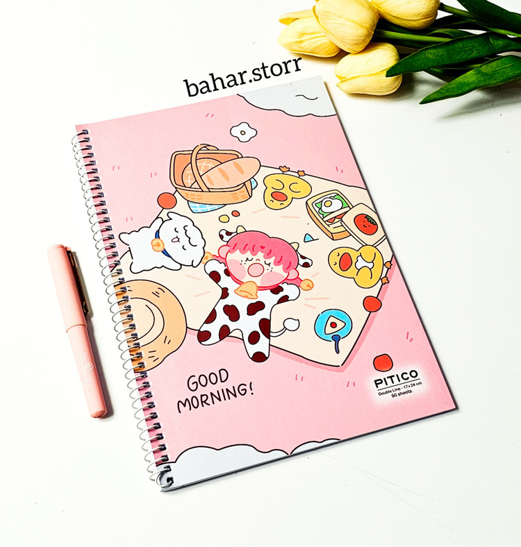 دفتر زبان جلد مقوایی پیتیکو ۶۰ برگ دختر صورتی