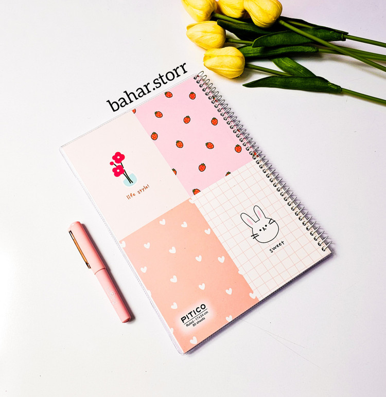 دفتر جلد مجلد پیتیکو ۸۰ برگ صورتی