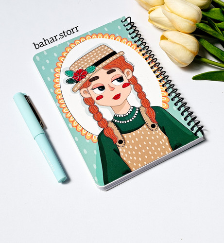 دفترچه یادداشت خط دار ۸۰ برگ دختر مو بافته