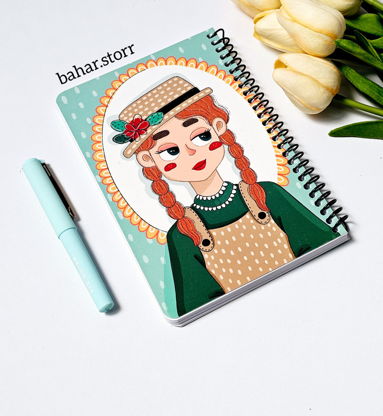 دفترچه یادداشت خط دار ۸۰ برگ دختر مو بافته