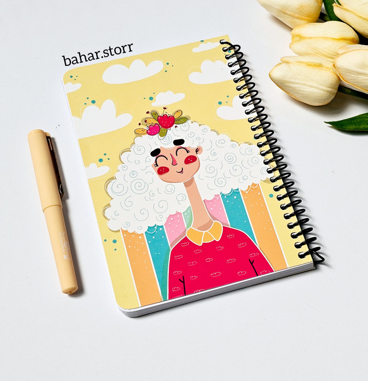 دفترچه یادداشت خط دار ۸۰ برگ دختر زرد