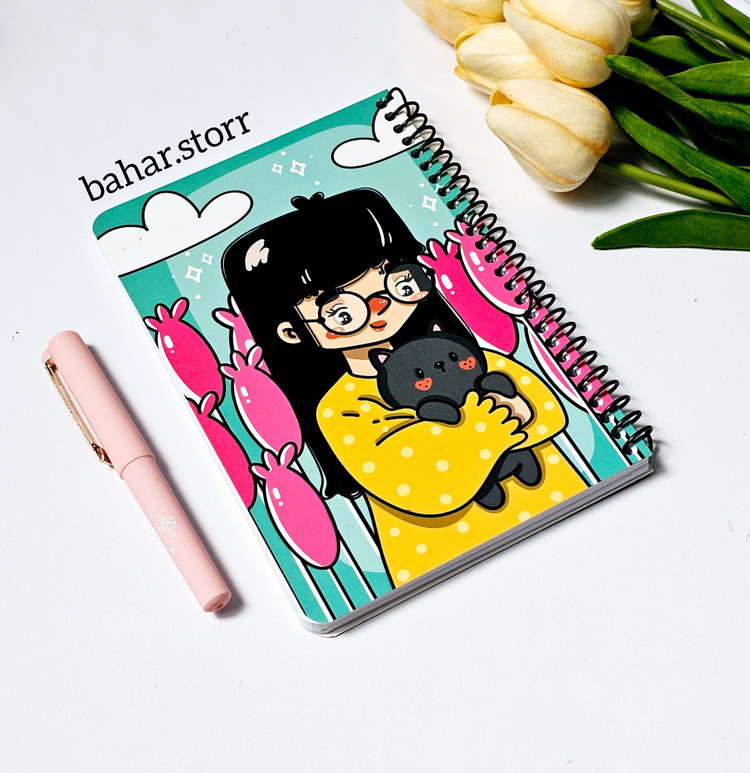 دفترچه یادداشت خط دار ۸۰ برگ دختر عینکی