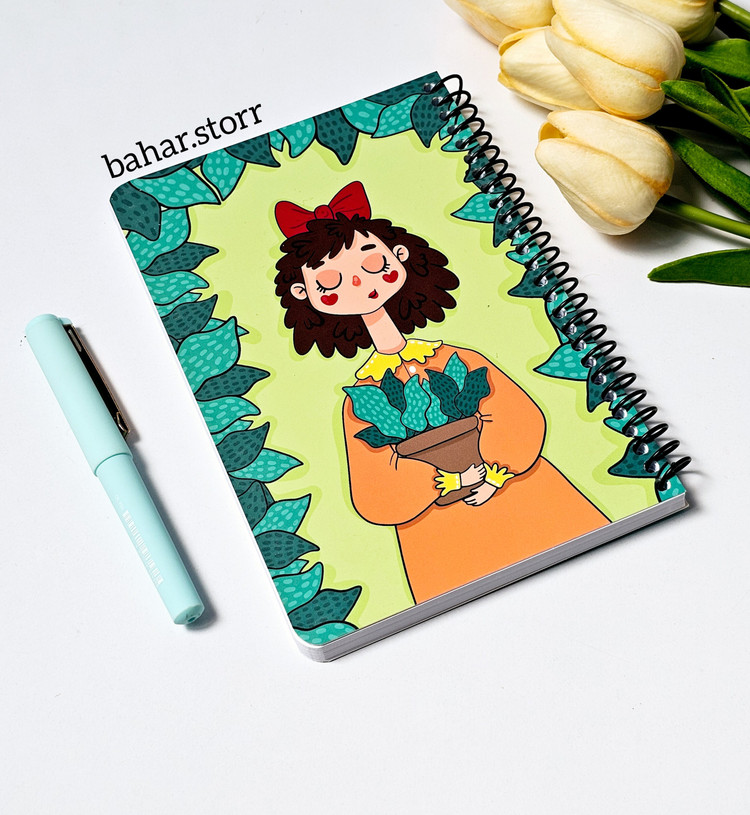 دفترچه یادداشت خط دار ۸۰ برگ دختر سبز