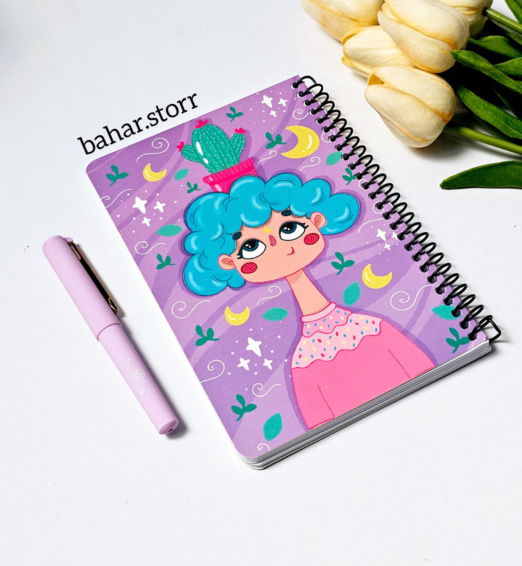 دفترچه یادداشت خط دار ۸۰ برگ دختر بنفش