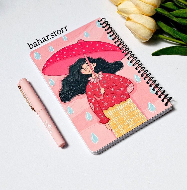 دفترچه یادداشت خط دار ۸۰ برگ دختر صورتی