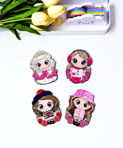 آینه جیبی طرح فانتزی جنس چوبی دختر