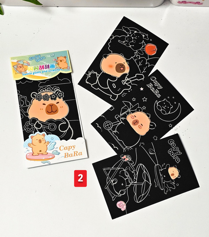 نقاشی خراشیدنی فانتزی ۴ برگه همراه با قلم چوبی کاپی بارا