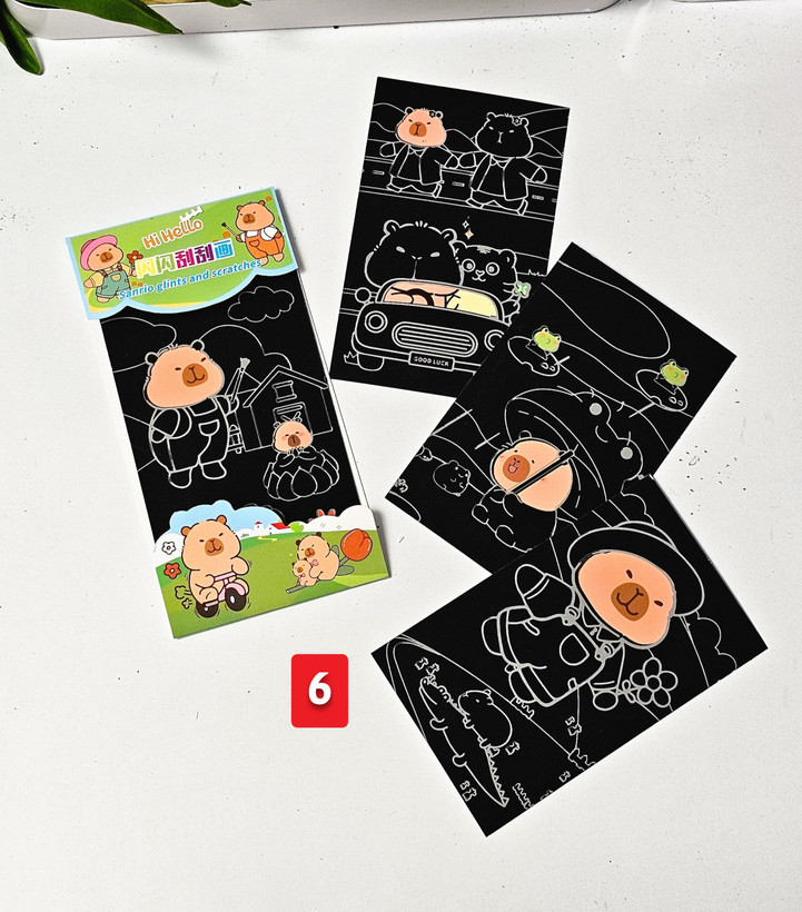 نقاشی خراشیدنی فانتزی ۴ برگه همراه با قلم چوبی کاپی بارا