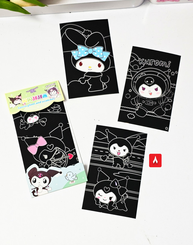 نقاشی خراشیدنی فانتزی ۴ برگه همراه با قلم چوبی کرومی ملودی