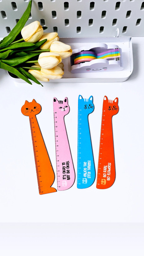 خط کش های چوبی طرح فانتزی گربه