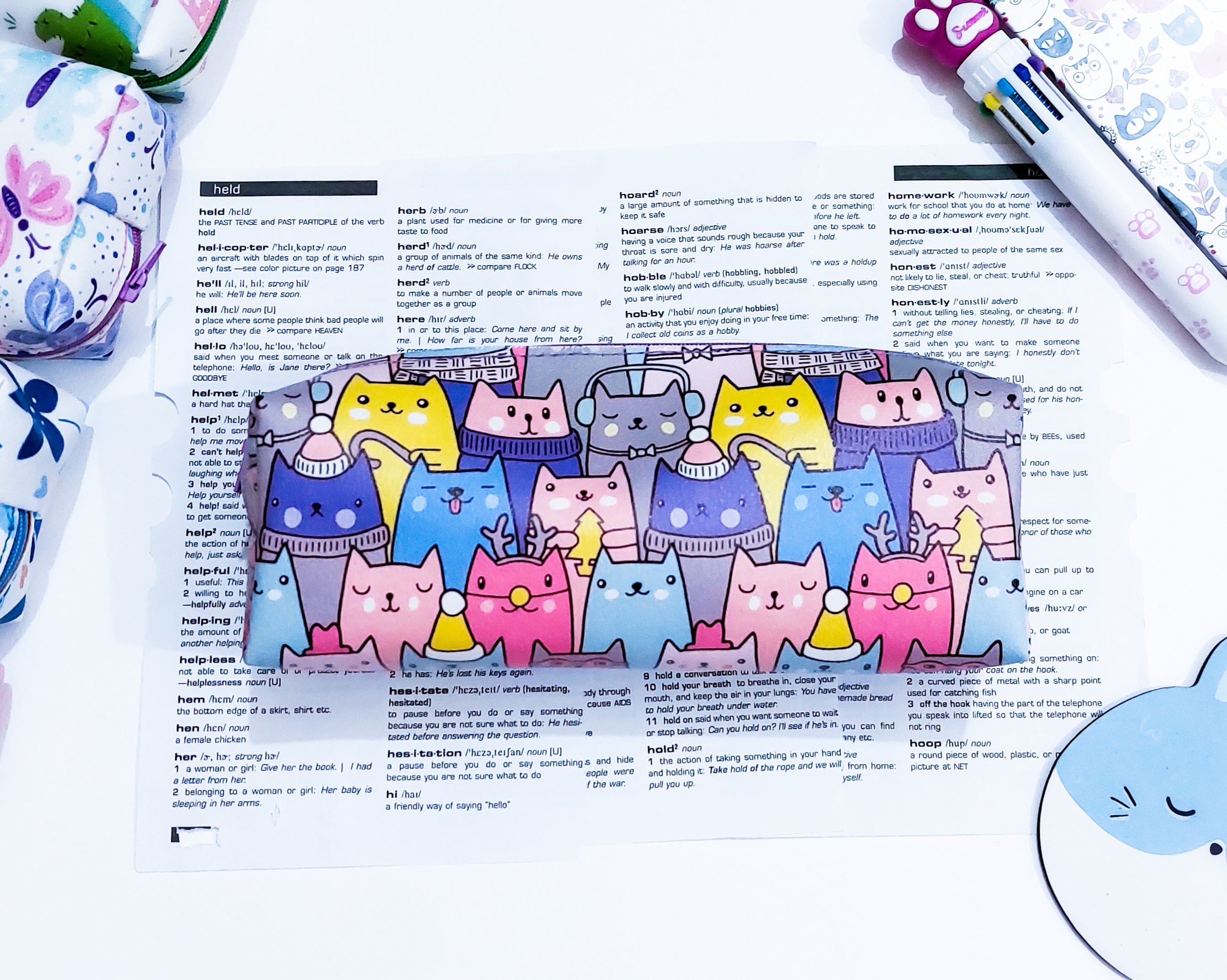 جامدادی چرم مصنوعی فانتزی تک زیپ گربه