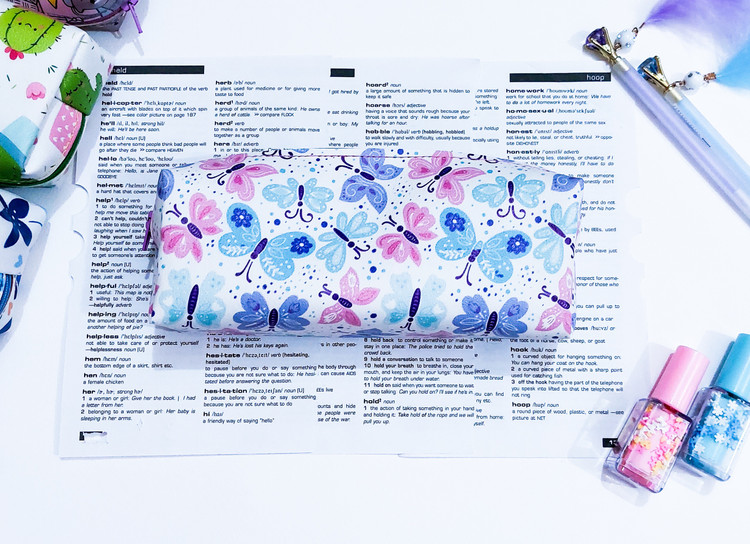 جامدادی چرم مصنوعی فانتزی تک زیپ پروانه