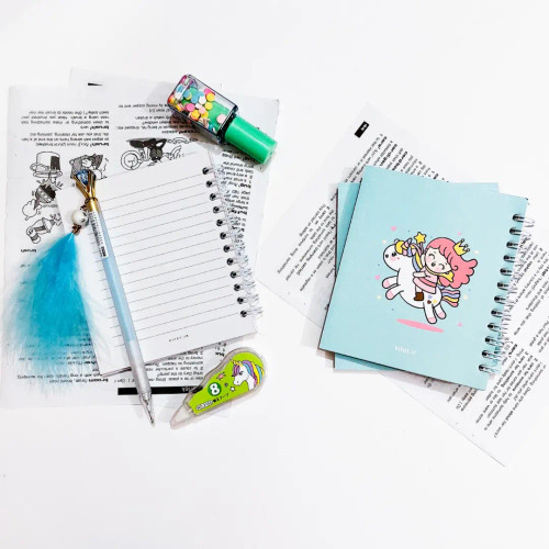 دفترچه جلدمقوایی برند کیفت ۸۰ برگ دختر ابی