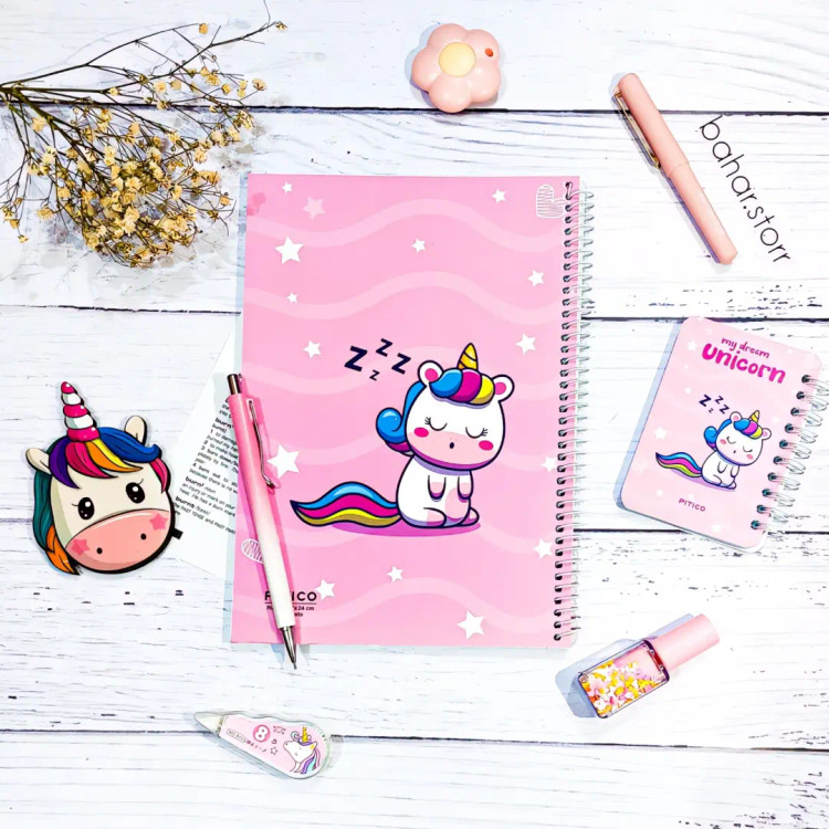 دفتر جلد مقوایی برند پیتیکو ۸۰ برگ یونیکورن