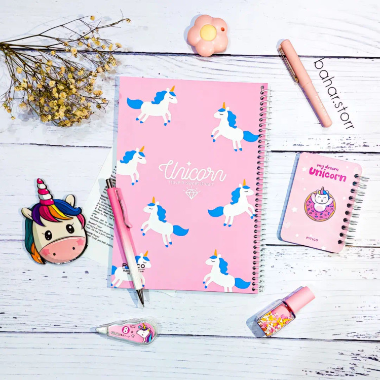 دفتر جلد مقوایی برند پیتیکو ۸۰ برگ یونیکورن