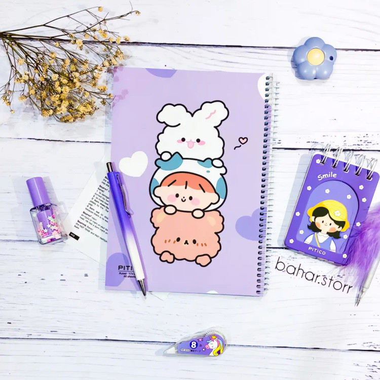 دفتر جلد مقوایی برند پیتیکو ۸۰ برگ دختر