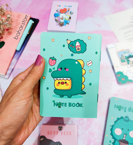 دفترچه خط دار مشکی پاسپورتی ۲۴ برگی دایناسور