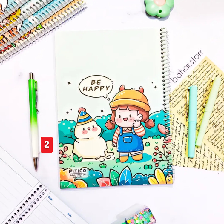 دفتر جلد مقوایی برند پیتیکو ۶۰ برگ دختر