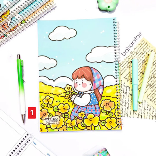 دفتر جلد مقوایی برند پیتیکو ۶۰ برگ دختر