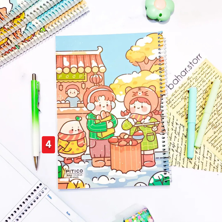 دفتر جلد مقوایی برند پیتیکو ۶۰ برگ دختر پسر