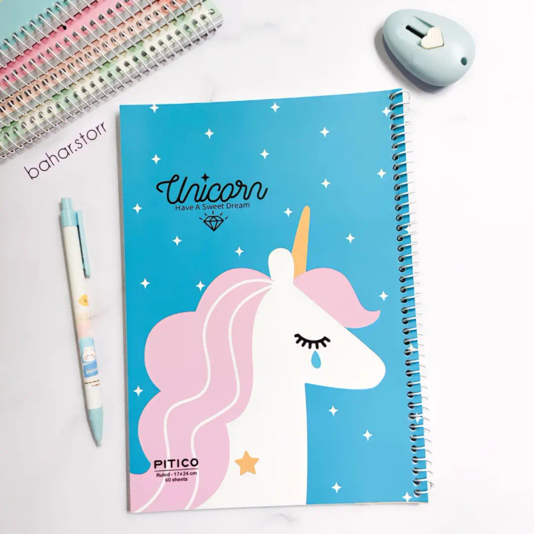 دفترهای جلد مقوایی برند پیتیکو ۶۰ برگ یونیکورن