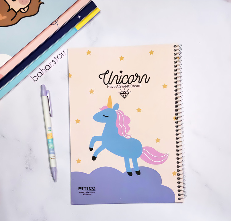 دفتر جلد مقوایی برند پیتیکو ۴۰ برگ یونیکورن