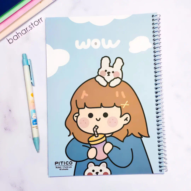 دفتر جلد مقوایی برند پیتیکو ۴۰ برگ دختر