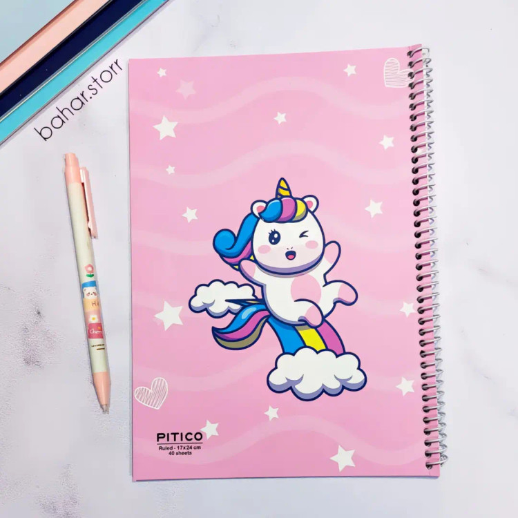 دفتر جلد مقوایی برند پیتیکو ۴۰ برگ یونیکورن