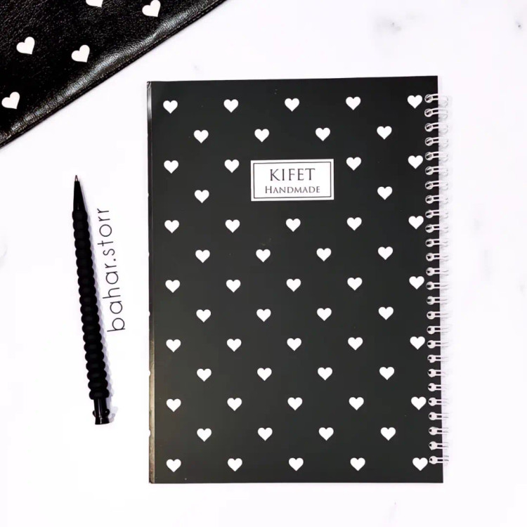 دفتر دانشجویی برند کیفت ۸۰ برگ قلبی مشکی