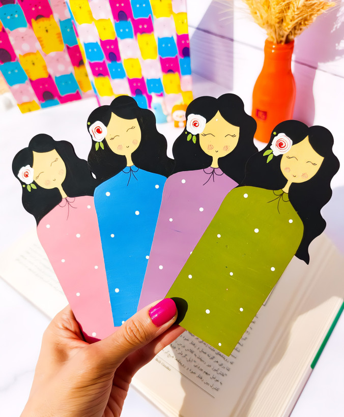 بوکمارک چوبی طرح دختر