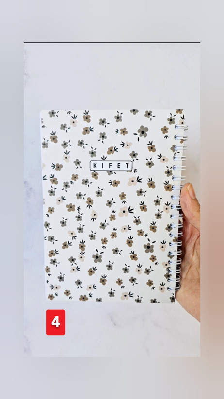 دفترچه جلد مقوایی گل گلی برند کیفت ۸۰ برگ سفید