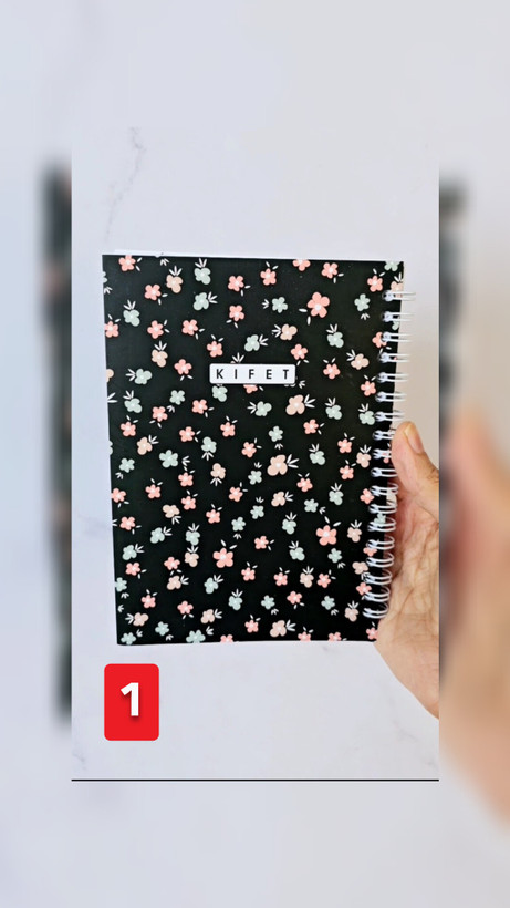 دفترچه جلد مقوایی گل گلی برند کیفت ۸۰ برگ مشکی