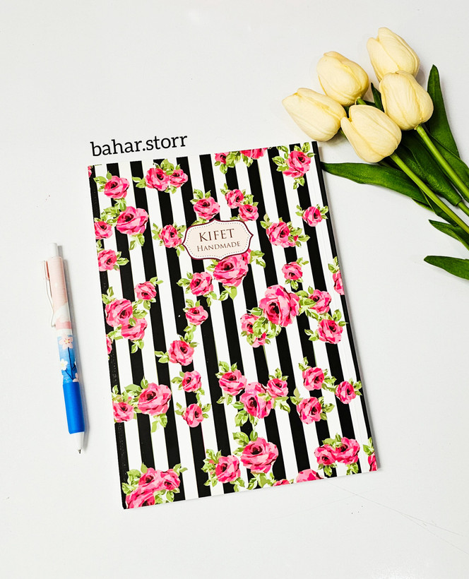 دفتر گل گلی جلد مقوایی برند کیفت ۸۰ برگ صورتی