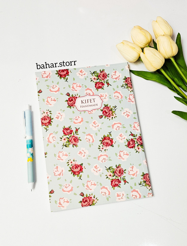 دفتر گل گلی جلد مقوایی برند کیفت ۸۰ برگ ابی