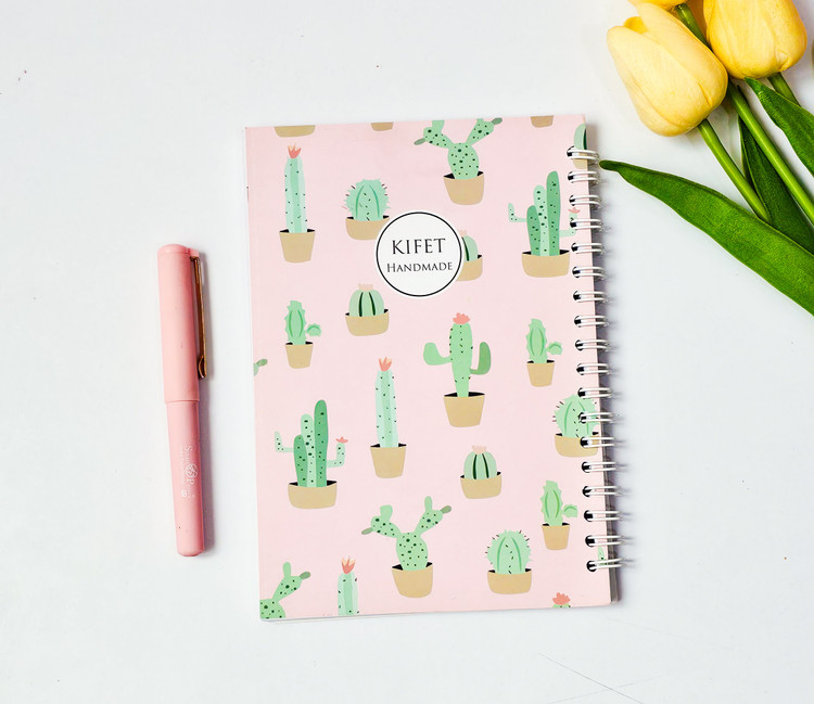 دفترچه کاکتوس جلد مقوایی برند کیفت ۸۰ برگ صورتی