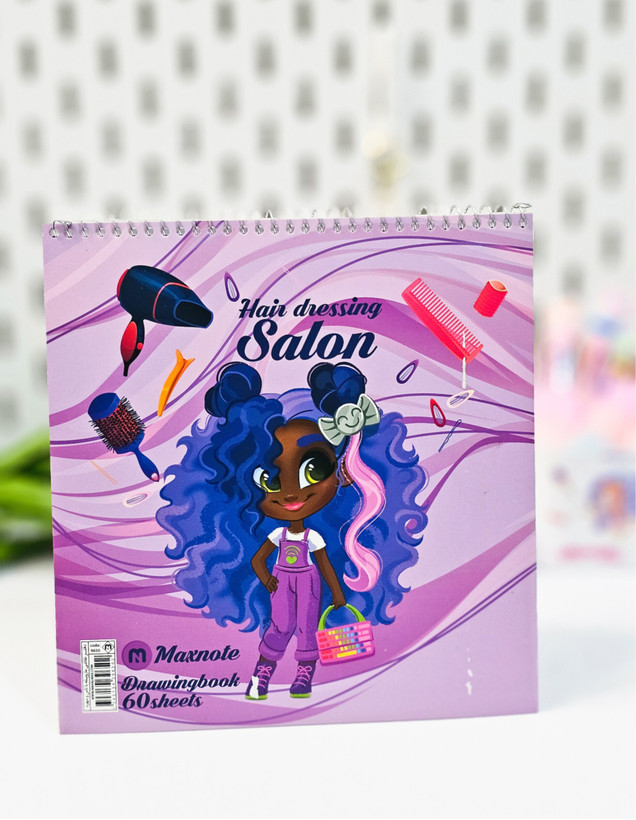 دفتر نقاشی مربعی جلد مقوایی ۶۰ برگ دختر