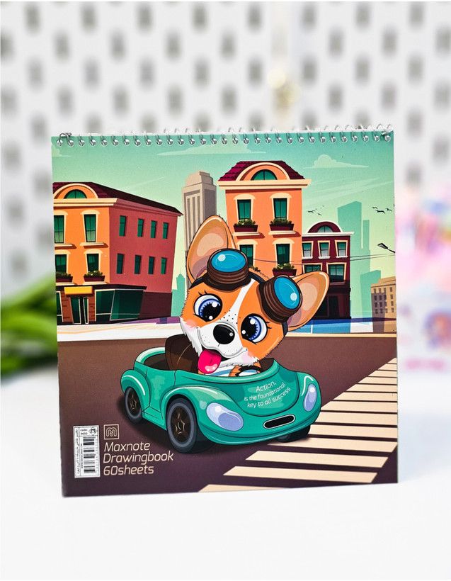 دفتر نقاشی مربعی جلد مقوایی ۶۰ برگ هاپو