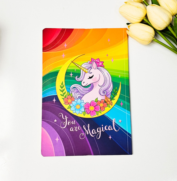 دفتر جلد مقوایی برند سویل ۵۰ برگ یونیکورن رنگی