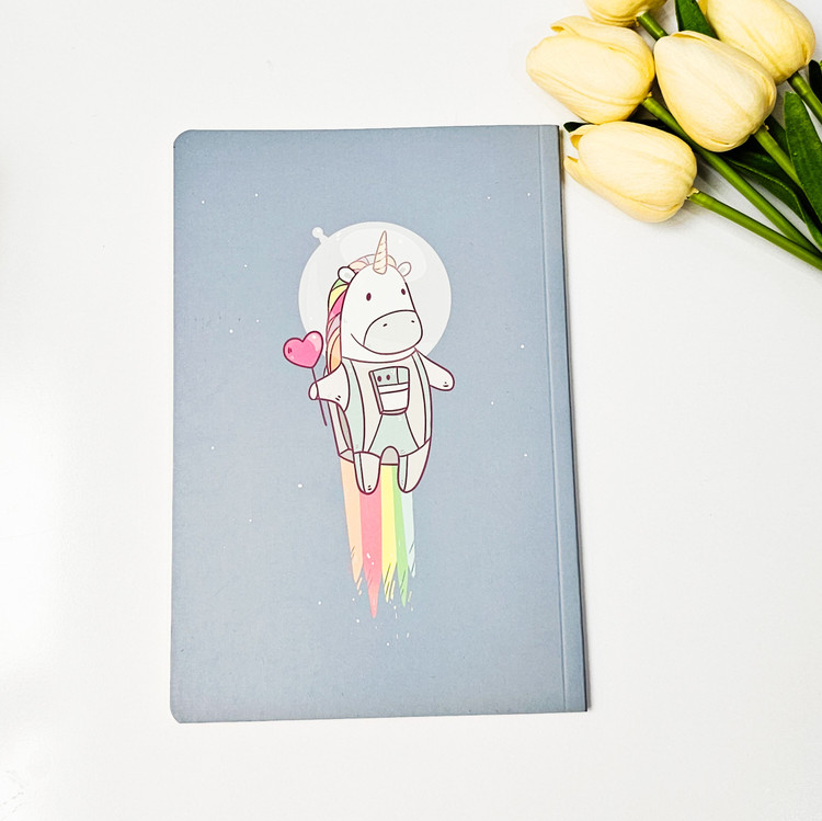 دفتر جلد مقوایی برند سویل ۵۰ برگ یونیکورن طوسی