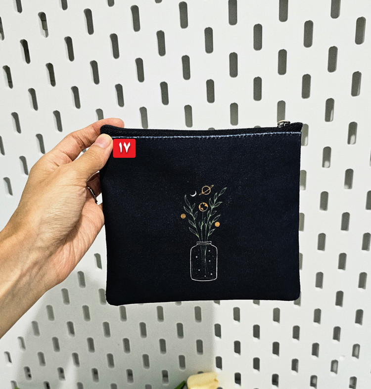 کیف پد بهداشتی فانتزی مخملی گل مشکی