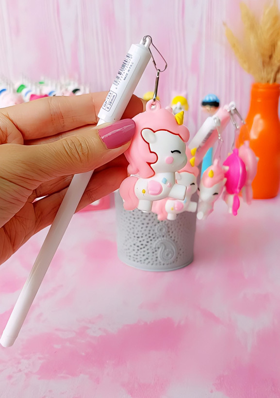 رواننویس یونیکورن آویزدار نوک نازک رنگ صورتی