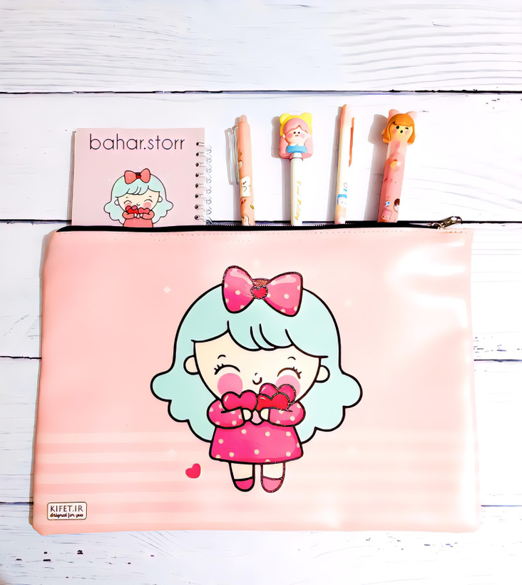 کاور چرمی سایز a4 برند کیفت طرح دختر گلبهی