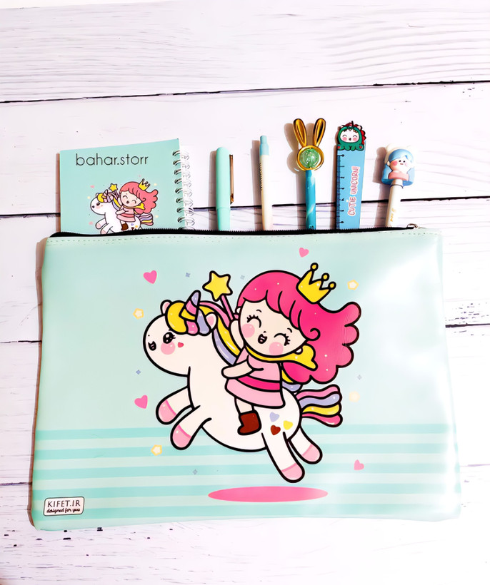 کاور چرمی سایز a4 برند کیفت طرح دختر ابی