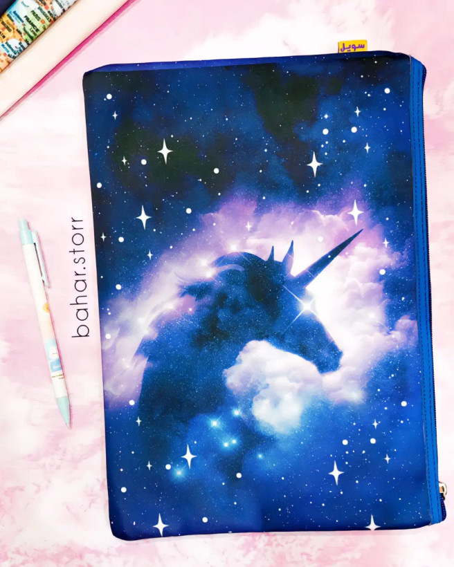 کاور فانتزی پارچه ای برند سویل a4 طرح یونیکورن کهکشانی