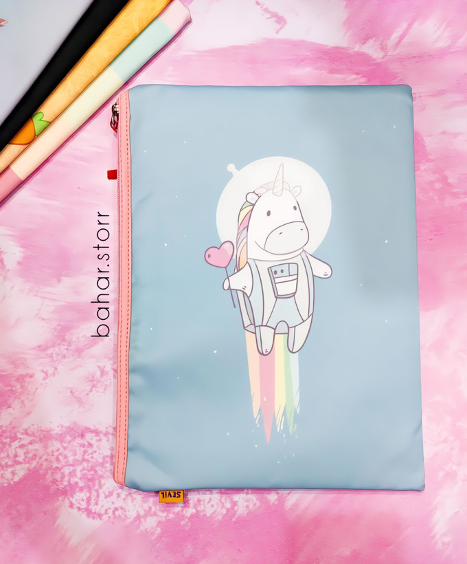 کاور فانتزی پارچه ای برند سویل a4 طرح یونیکورن طوسی