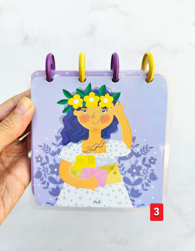 دفترچه دکمه ای جلد پرس شده آبرنگ ۱۰۰ برگ طرح دختر