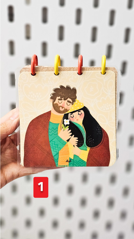 دفترچه دکمه ای جلد پرس شده برند آبرنگ ۱۰۰ برگ طرح دختر پسر